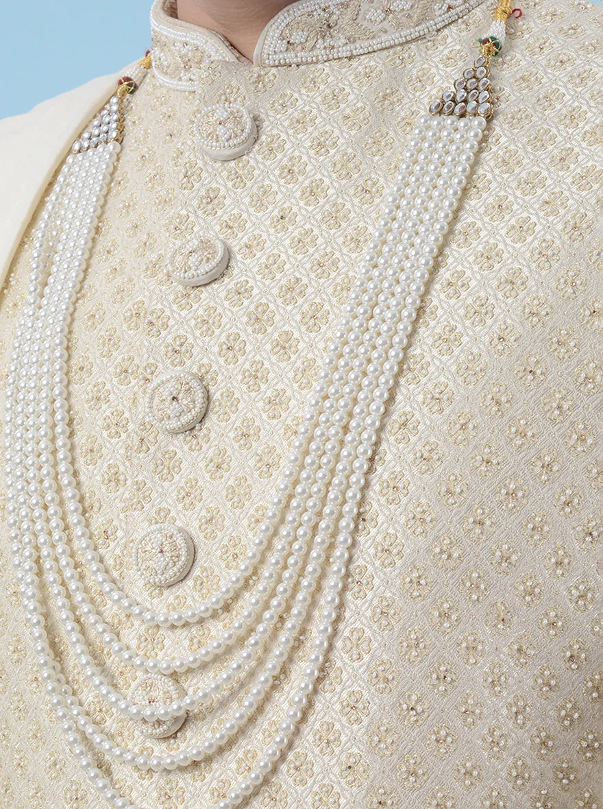 Cream & Gold  Sherwani | TULA
