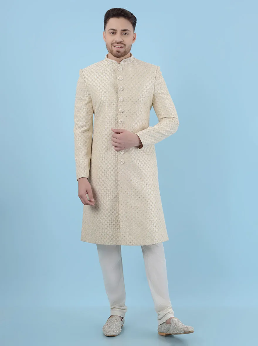 Cream & Gold  Sherwani | TULA