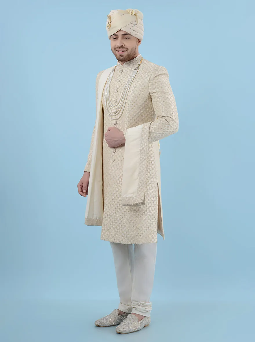 Cream & Gold  Sherwani | TULA