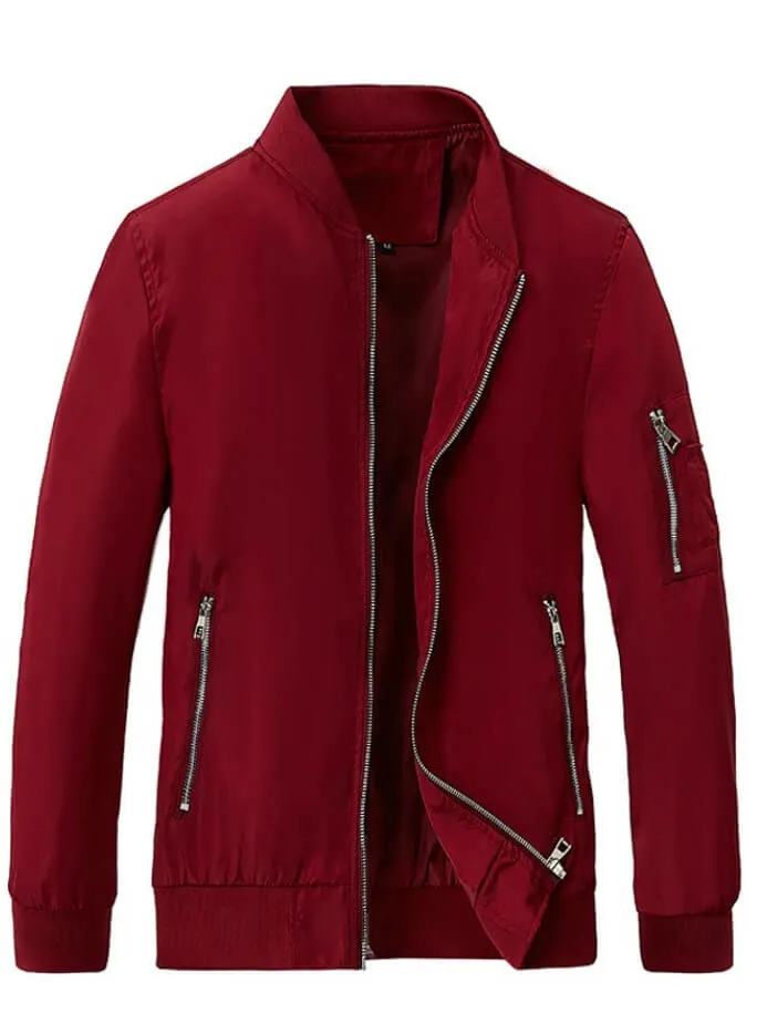 Lightweight Running Bomber Jacket with Zipper Details - SF1954
