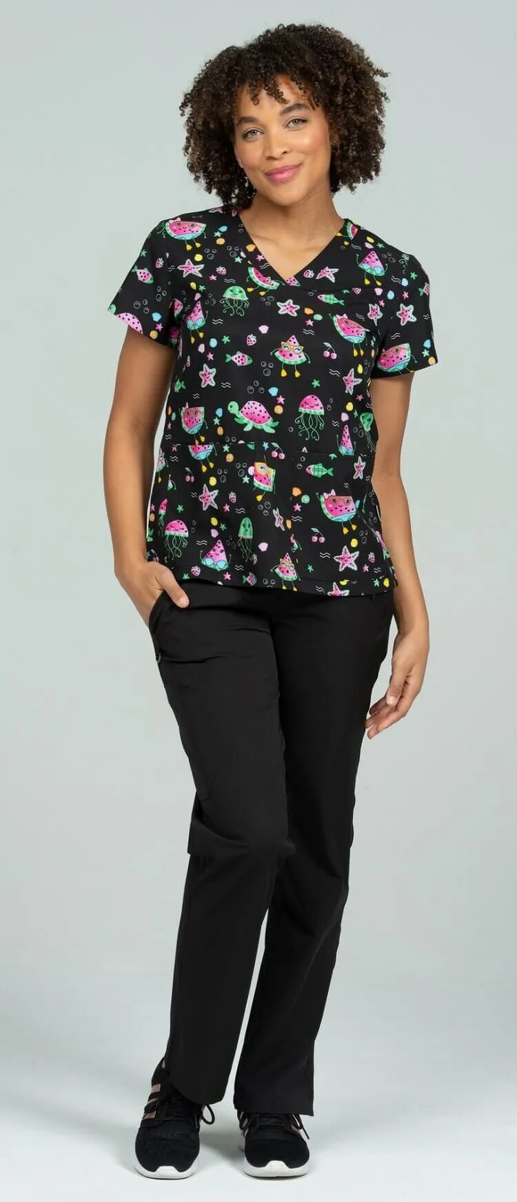 Meraki Sport Women's Print Scrub Top | One in A Melon